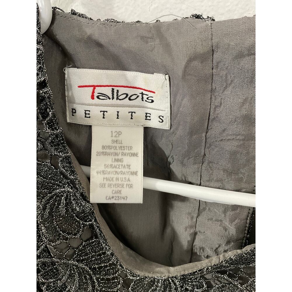 VTG 80s Talbots Shiny Lace Top Size 12 Petite Formal Fancy Button Back - Picture 5 of 6